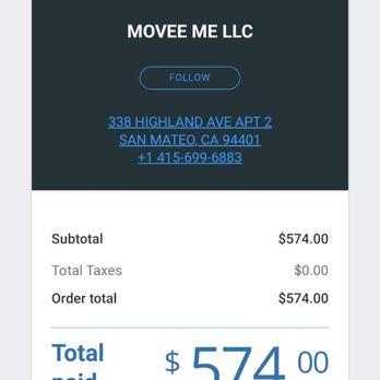 Movee Me - Receipt - Couriers & Delivery Services Near Me - San Mateo, California Movee Me - Receipt - Couriers & Delivery Services Near Me - San Mateo, California