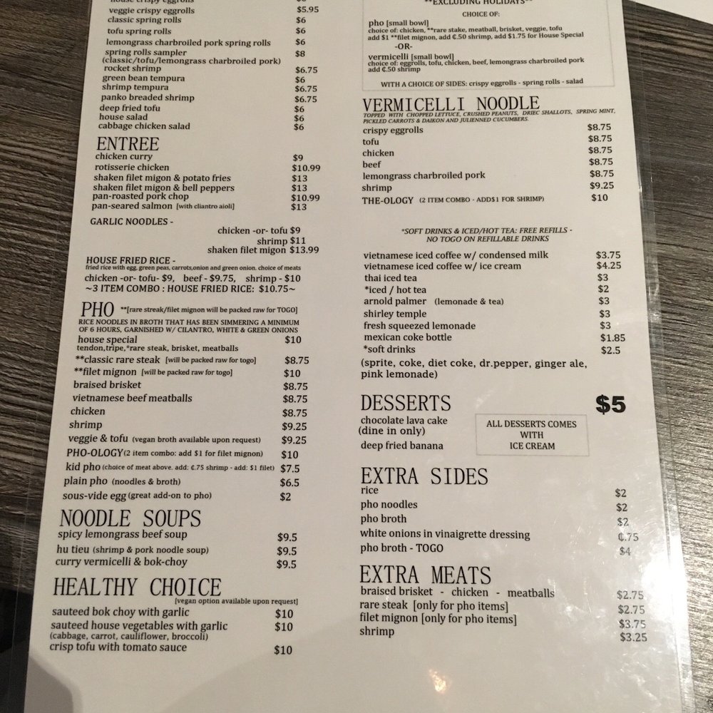 Pho-Ology - Menu - Vietnamese Near Me - Whittier, California