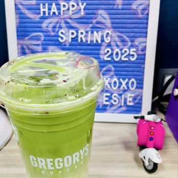 Gregorys Coffee - Iced Cherry Blossom, Matcha Latte - Coffee & Tea Near Me - Brooklyn, New York