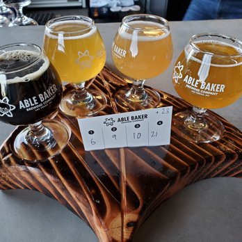 Able Baker Brewing - Beer flight of my own choosing. The beers which I select here ranged from $3 to $4.50. - Brewpubs Near Me - Las Vegas, Nevada Able Baker Brewing - Beer flight of my own choosing. The beers which I select here ranged from $3 to $4.50. - Brewpubs Near Me - Las Vegas, Nevada