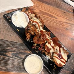 Bbq pork Potato Skins Super good by the way ! ask for a side of ranch its homemade aswell