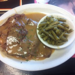 Open faced roast beef (Fridays) with green beans and DUH fried squash ( with ranch ) out of the shot. Soooooo good.