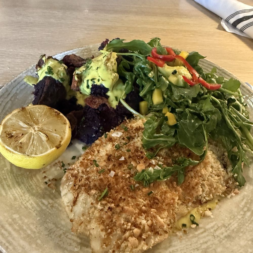Pacific Catch - Summer sea bass with a Mac nut crumble - Seafood Near Me - Brea, California Pacific Catch - Summer sea bass with a Mac nut crumble - Seafood Near Me - Brea, California