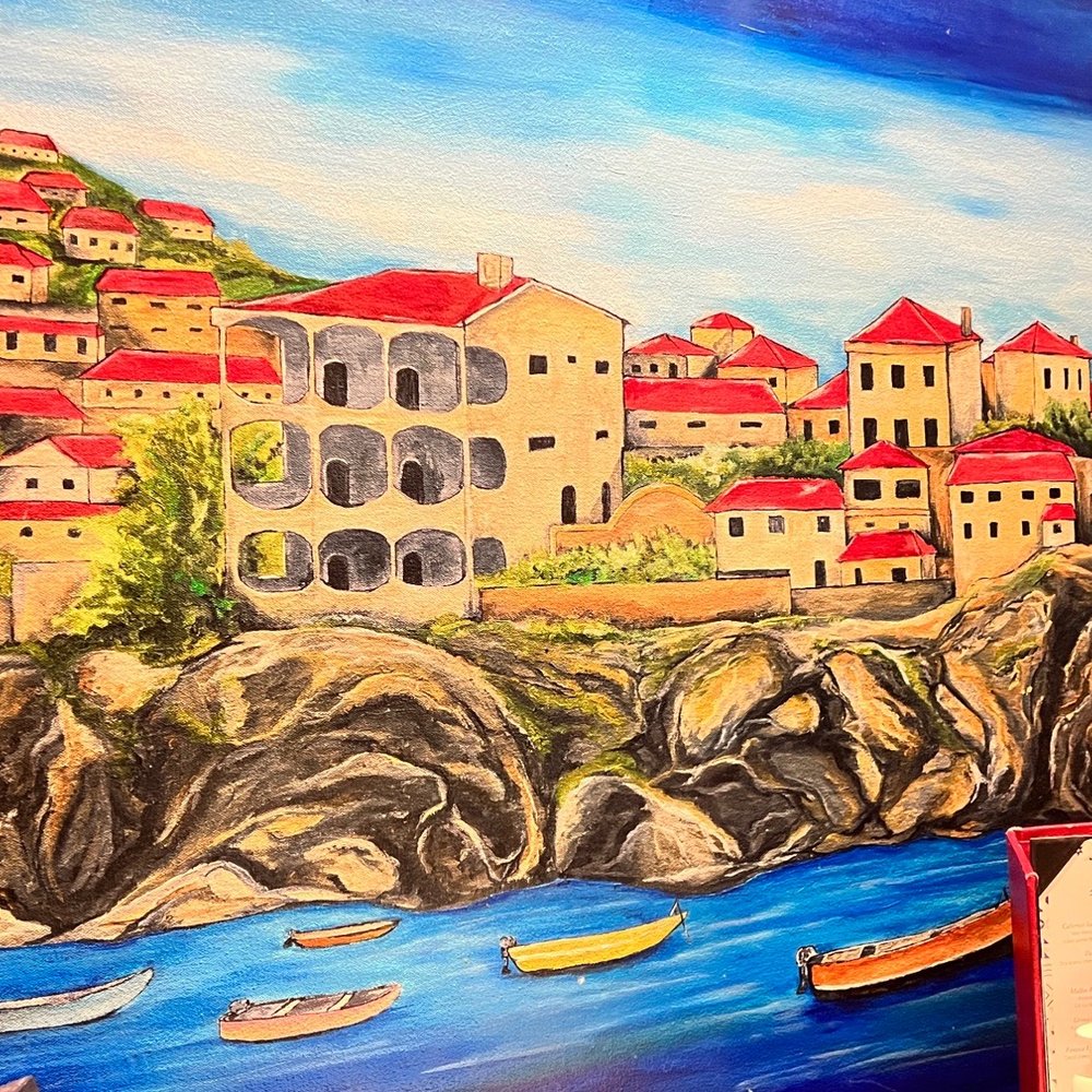 Restaurante Caravela - a painting of a view of a town - Portuguese Near Me - Orleans, Ontario