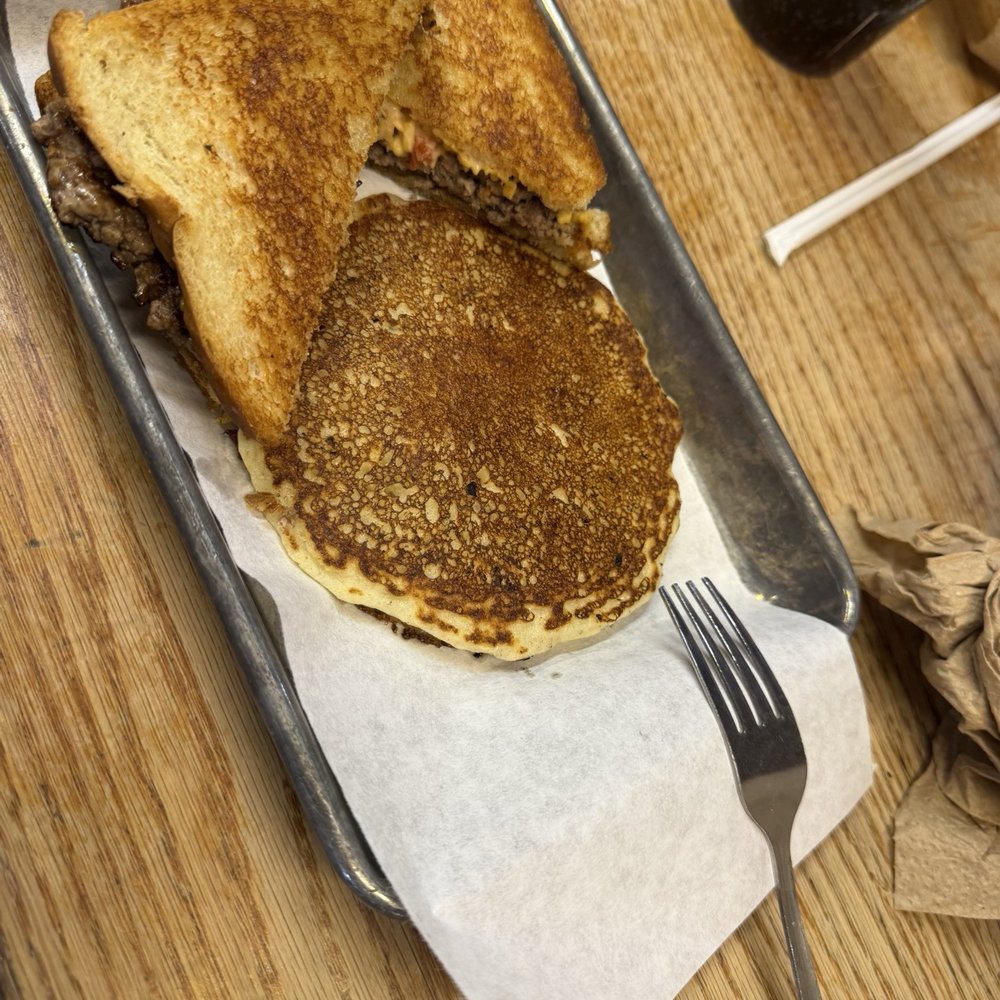 Martin's Bar-B-Que Joint - Patty melt with cornbread hoe - Barbeque Near Me - Mt. Juliet, Tennessee