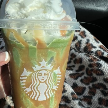 Starbucks - Green Tea Frappuccino w/caramel drizzle - Coffee & Tea Near Me - Bakersfield, California Starbucks - Green Tea Frappuccino w/caramel drizzle - Coffee & Tea Near Me - Bakersfield, California