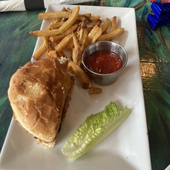 A Better Place Bar & Grill - Built a burger for the kiddos, just a plain half-pounder with cheese (halved) - Bars Near Me - Central Valley, New York A Better Place Bar & Grill - Built a burger for the kiddos, just a plain half-pounder with cheese (halved) - Bars Near Me - Central Valley, New York