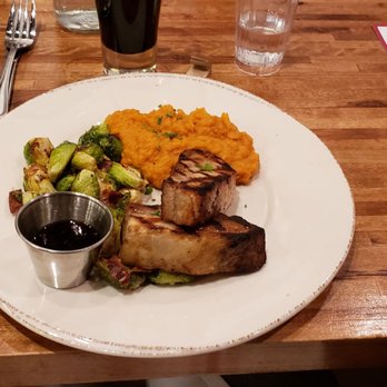 Iron Rooster - Pork Belly with Sprouts and Smashes Sweet Tatoes. - Cocktail Bars Near Me - Annapolis, Maryland