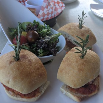 Pizzeria Mimosa - Meatball sliders with a side salad - Italian Near Me - Hereford, Arizona Pizzeria Mimosa - Meatball sliders with a side salad - Italian Near Me - Hereford, Arizona
