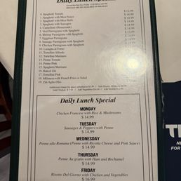 Lunch Menu at Cafe Italia Lunch Menu at Cafe Italia