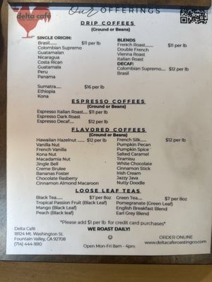 Menu photo 1 Delta Cafe Fountain Valley, CA Menu photo 1 Delta Cafe Fountain Valley, CA