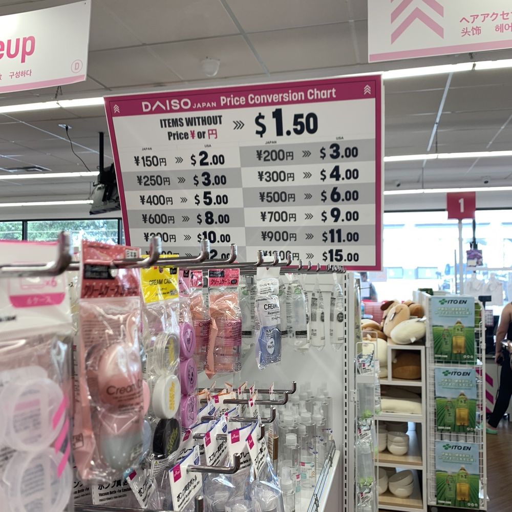 Daiso - Currency conversion chart - Department Stores Near Me - Austin, Texas