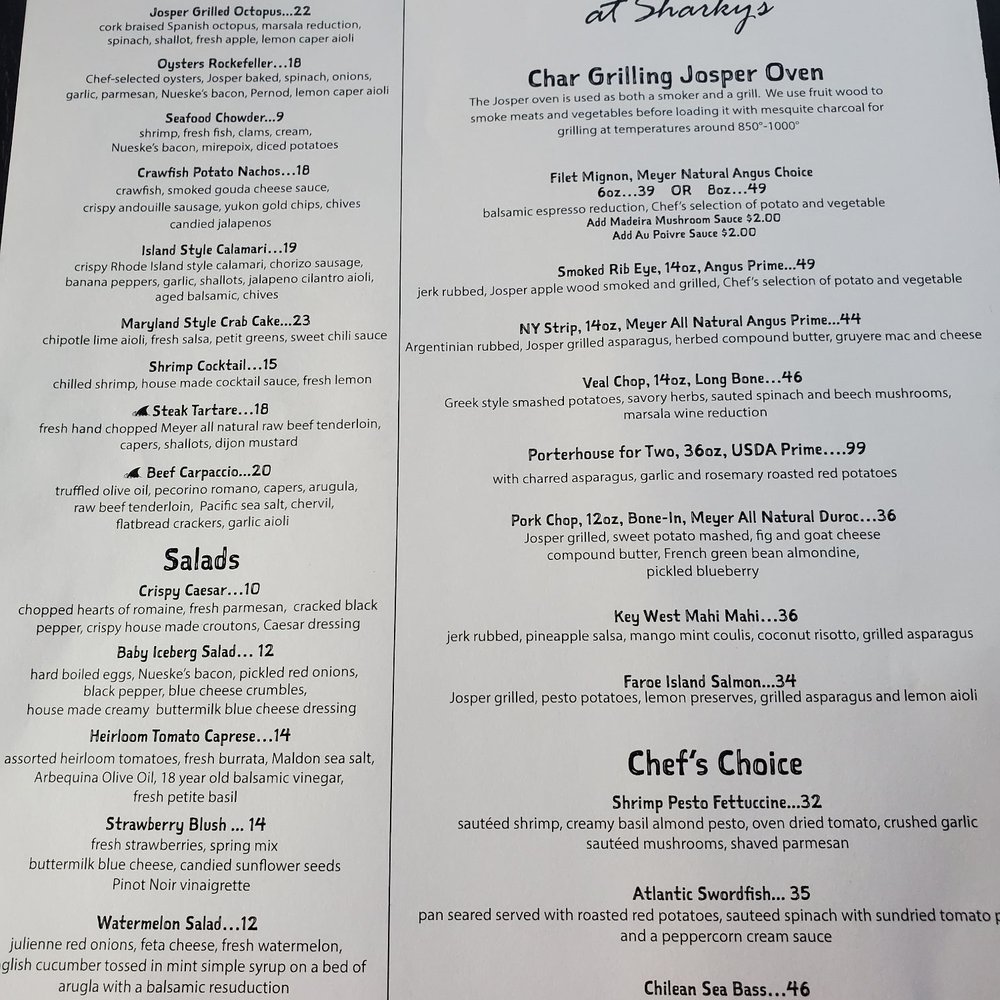 Fins At Sharky's - Menu - Steakhouses Near Me - Venice, Florida Fins At Sharky's - Menu - Steakhouses Near Me - Venice, Florida