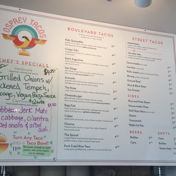 Osprey Tacos - Menu - Tex-Mex Near Me - Saint Augustine, Florida Osprey Tacos - Menu - Tex-Mex Near Me - Saint Augustine, Florida