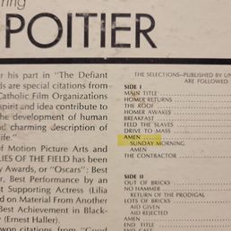 Amen. Sung by Sidney Poitier himself. And my Dad very frequently as he walked happily around the house. Amen. Sung by Sidney Poitier himself. And my Dad very frequently as he walked happily around the house.