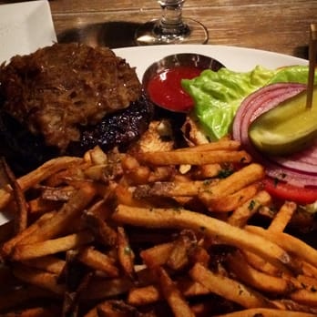 Brewology - Speonk - Brewology Burger .. hands down fab!! Ground Short Rib Meat, Stuffed with BBQ PulledPork, Beer Braised Onions, LTO, Pickle, Fries - New American Near Me - Speonk, New York Brewology - Speonk - Brewology Burger .. hands down fab!! Ground Short Rib Meat, Stuffed with BBQ PulledPork, Beer Braised Onions, LTO, Pickle, Fries - New American Near Me - Speonk, New York