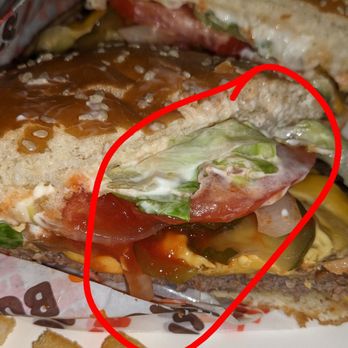Burger King - Part of the top bun was missing when it was put in our order. - Fast Food Near Me - Albany, Oregon