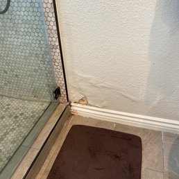 Drywall damage from poor workmanship,have not responded to fix leaking hot mop that was done twice Drywall damage from poor workmanship,have not responded to fix leaking hot mop that was done twice