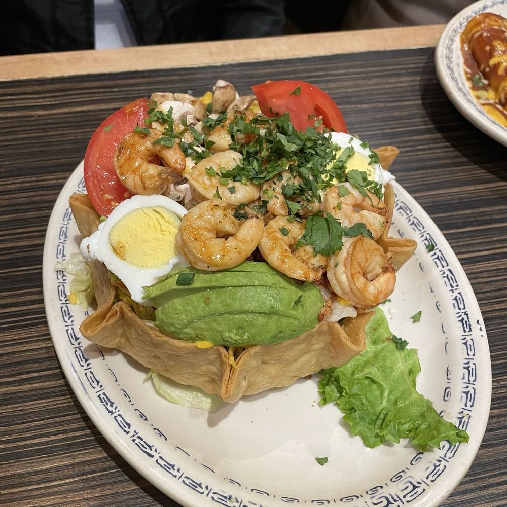 Shrimp Tostada very good choice for Lunch. Shrimp Tostada very good choice for Lunch.