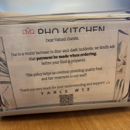 Sign at the table Sign at the table