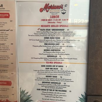 Mariano's Hacienda Ranch - Lunch Special Menu - Mexican Near Me - Dallas, Texas
