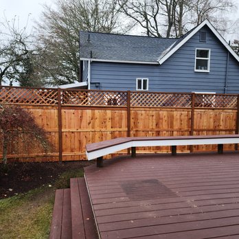 The Ginger Fixer - a wooden deck with a bench - General Contractors Near Me - Puyallup, Washington The Ginger Fixer - a wooden deck with a bench - General Contractors Near Me - Puyallup, Washington