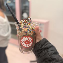 South Swell Ice Cream - Pink drizzle + Oreos + sprinkles + chocolate & vanilla swirl + dipped in chocolate