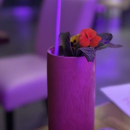 a pink vase with a flower in it a pink vase with a flower in it