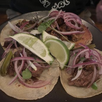 Chela Park Slope - Barbacoa taco (bottom), Chicken taco (top left), Arabic taco (top right) - Mexican Near Me - Brooklyn, New York
