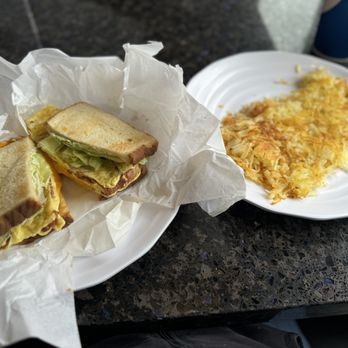 Douglas Burgers 23 - Bacon and Egg Sandwich w/ Hash browns. Best this side of town! - Burgers Near Me - Lake Elsinore, California Douglas Burgers 23 - Bacon and Egg Sandwich w/ Hash browns. Best this side of town! - Burgers Near Me - Lake Elsinore, California
