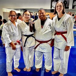 Gabrieles Martial Arts - At our belt ceremony with Keyoshi Olinda. My wife, daughter and I promoted to our next belt.