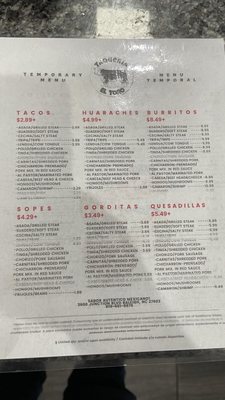 Menu photo 2 Taqueria El Toro Raleigh, NC Menu photo 2 Taqueria El Toro Raleigh, NC