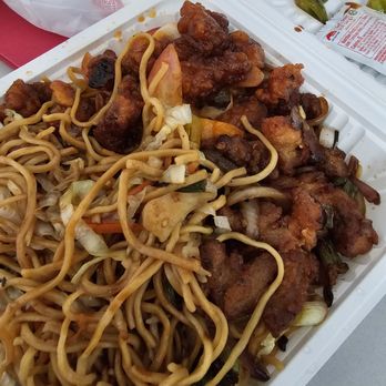 The Dragon House - Sweet & sour pork on the left, salt & pepper Chicken on the right, and top ramen - I mean chow mein - on the bottom. - Chinese Near Me - Sacramento, California The Dragon House - Sweet & sour pork on the left, salt & pepper Chicken on the right, and top ramen - I mean chow mein - on the bottom. - Chinese Near Me - Sacramento, California