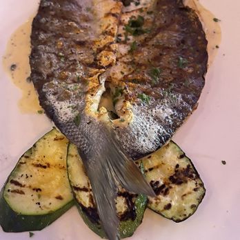 Pesce Seafood House - SPANISH BRANZINO Grilled Butterflied Fillet, Served with Grilles Zucchini, Lemon-Butter-Caper Sauce - Seafood Near Me - Washington, DC, District of Columbia Pesce Seafood House - SPANISH BRANZINO Grilled Butterflied Fillet, Served with Grilles Zucchini, Lemon-Butter-Caper Sauce - Seafood Near Me - Washington, DC, District of Columbia