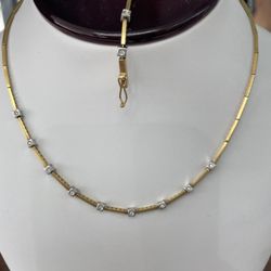 Athena Jewelry - 18 k white & yellow gold diamond necklace handmade