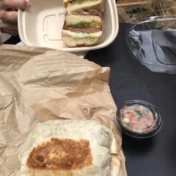 Emmett's Cafe - Breakfast burrito (front) and meat + Tato (back) - Cafes Near Me - Columbus, Ohio