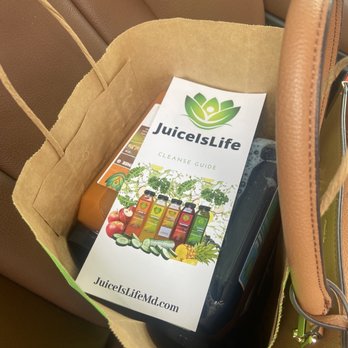 JuiceIsLife - a bag of juices and a book - Juice Bars & Smoothies Near Me