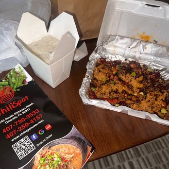 Chilispot - Chongqing Spicy Popcorn Chicken  White Rice - Chinese Near Me - Orlando, Florida