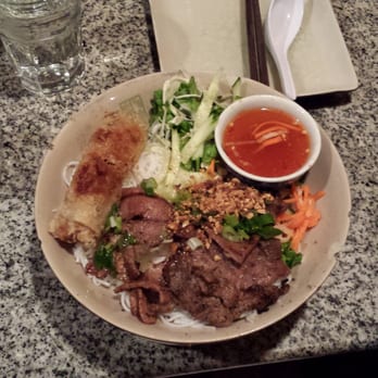 Tamarind Tree Restaurant - Vermicelli bowl with grilled pork and egg roll. - Vietnamese Near Me - Seattle, Washington