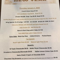 Clubhouse Restaurant Bar & Grill - Menu January 2026 Specials