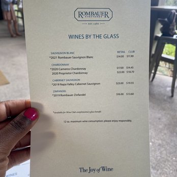 Rombauer Vineyards - Wine by the glass - Wineries Near Me - St. Helena, California Rombauer Vineyards - Wine by the glass - Wineries Near Me - St. Helena, California
