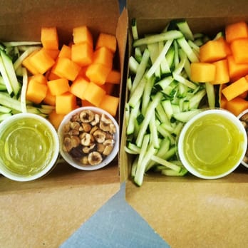 Fine Home Dining - Box lunch of summer salad with melon & zucchini - Personal Chefs Near Me Fine Home Dining - Box lunch of summer salad with melon & zucchini - Personal Chefs Near Me