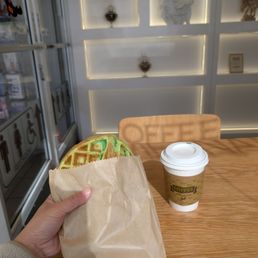 Grass Jelly Latte Pandan waffle Grass Jelly Latte Pandan waffle