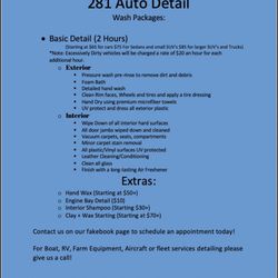 281 Auto Detail - Price sheet!
