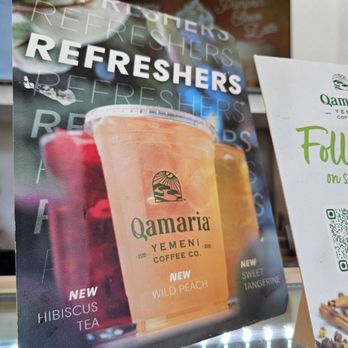 Qamaria Coffee - Refreshers menu. 11/17/2024 - Coffee & Tea Near Me - Fullerton, California