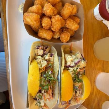 Cowgirl Kitchen - Trigger fish tacos with tator tots - American Near Me - Rosemary Beach, Florida