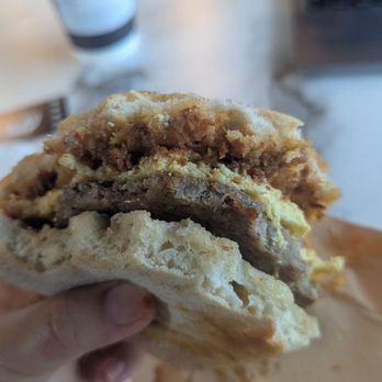 Lucky Lab Coffee - Sausage egg and cheese sandwich with bacon jam - Coffee & Tea Near Me - Dripping Springs, Texas Lucky Lab Coffee - Sausage egg and cheese sandwich with bacon jam - Coffee & Tea Near Me - Dripping Springs, Texas