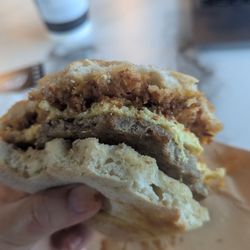 Lucky Lab Coffee - Sausage egg and cheese sandwich with bacon jam