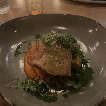 The Monroe - Salmon on vegetable mash dish - New American Near Me - Orlando, Florida The Monroe - Salmon on vegetable mash dish - New American Near Me - Orlando, Florida