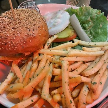The Brixton - Girl dinner burger with bun. - New American Near Me - San Francisco, California The Brixton - Girl dinner burger with bun. - New American Near Me - San Francisco, California